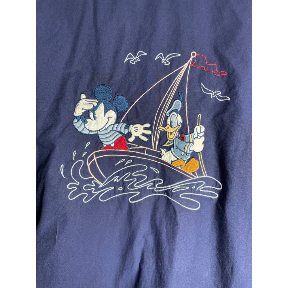 Disney Mickey Mouse Donald‎ Duck Sailing Jacket Windbreaker Navy Blue Size L VTG